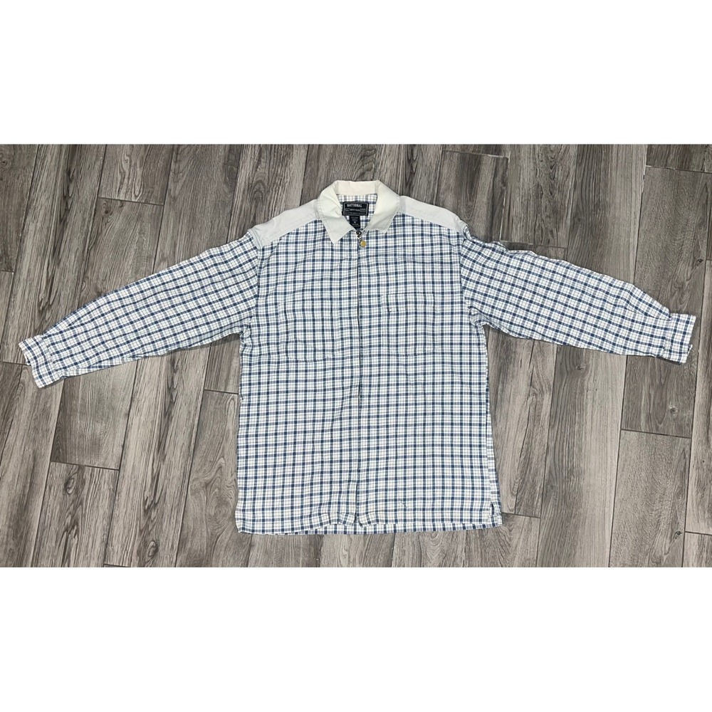 National Outfitters Mens Plaid Zip Up Shirt Jacket Long Sleeve Size M
